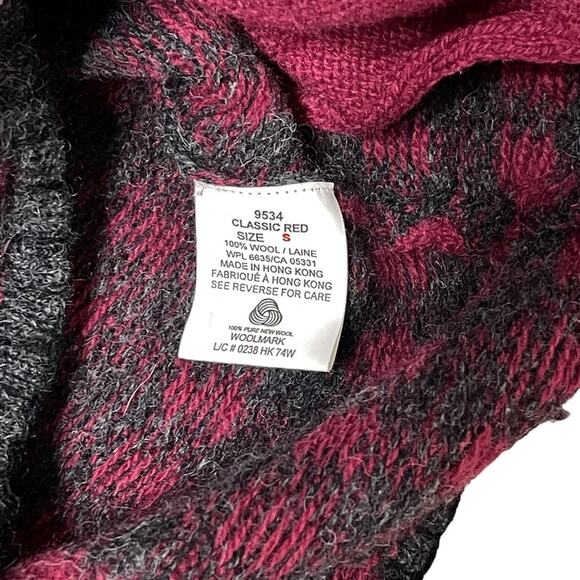 Woolrich Buffalo Plaid Cardigan Sweater Wool Red Gray Size S - Picture 5 of 5